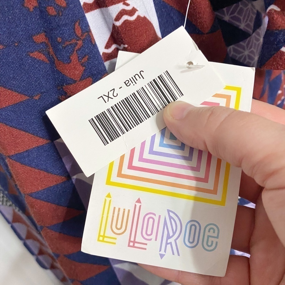 Lularoe Julia Fitted Geometric Pattern Knee-Length Dress NWT - Picture 5 of 13